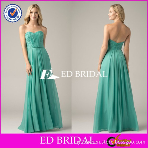 CE1047 Fashion Sweetheart Backless Long Chiffon Turquoise Blue Bridesmaid Dresses